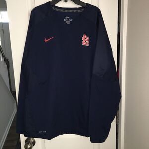 New Nike St Louis Cardinals Baseball Ace Pitching Blue pullover dri fit jacket M